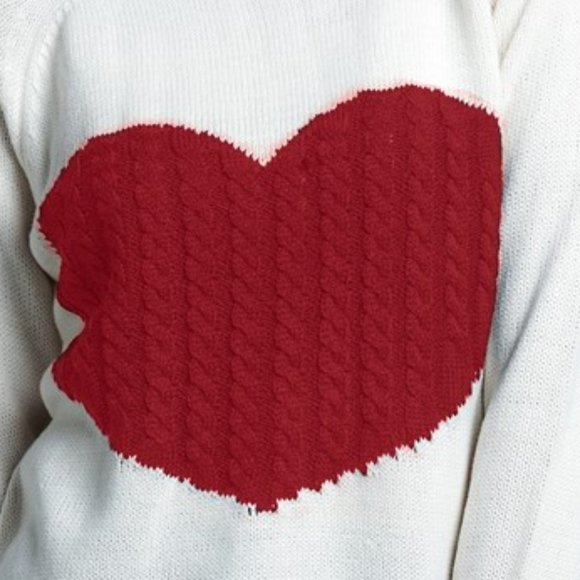 Valentines Day Ivory Red Heart Knitted Sweater ❤️ - Picture 4 of 5